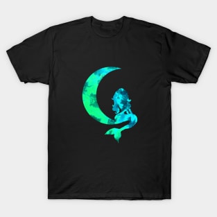 Turquoise Crescent Moon and Mermaid T-Shirt